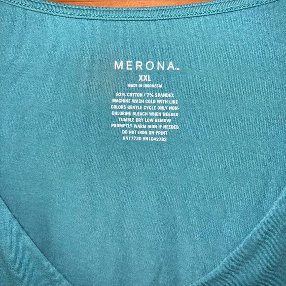 Merona Blue 3/4 Sleeve Top Shirt XXL - Picture 3 of 4